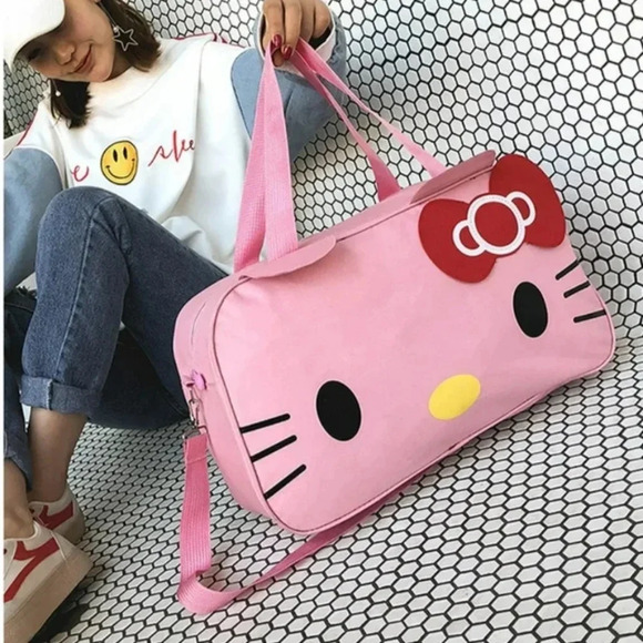 Pink Multifunctional Fashion Women Duffel Bag Hello Kitty Handbags Shoulder NWOT - Picture 1 of 2